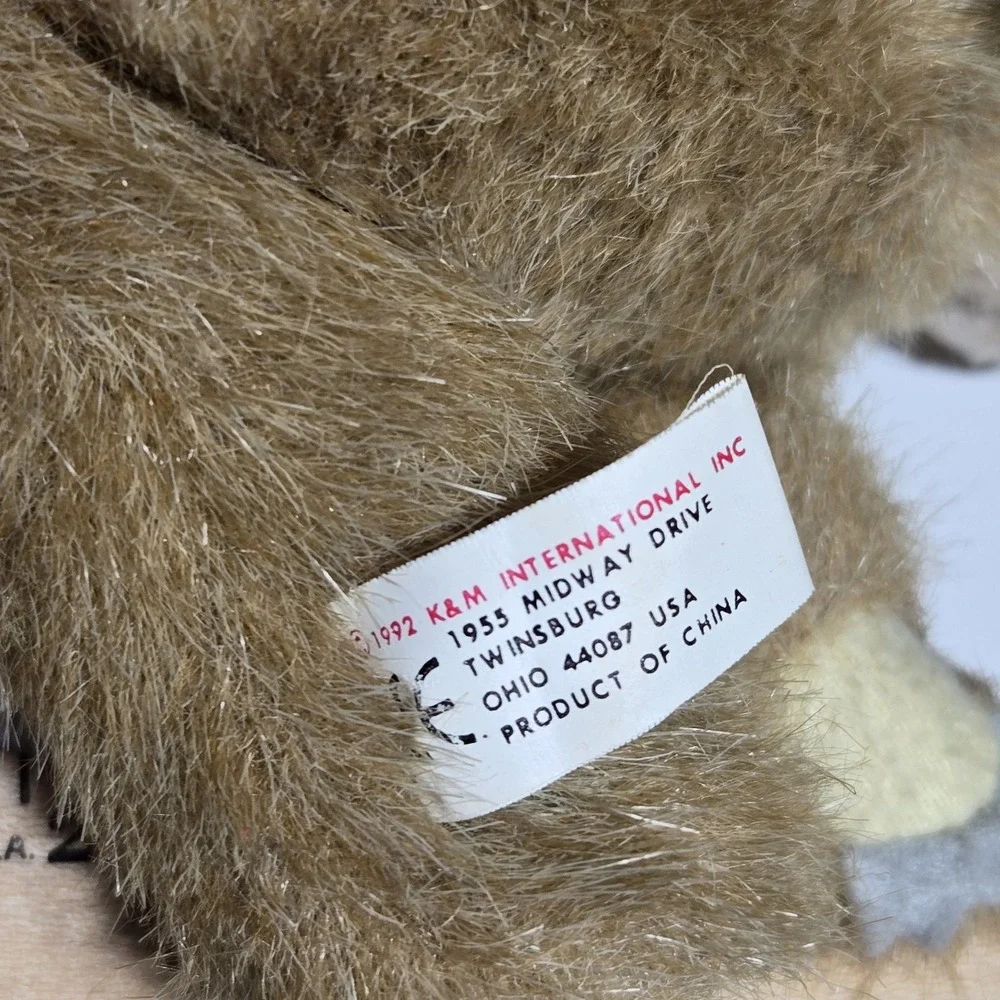 VTG‎ BROWN TEDDY BEAR PLUSH Stuffed Animal Jointed TOY K&M INTERNATIONAL 1992